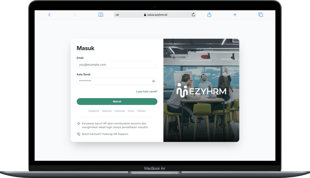 ezyHRM Login on MacBook